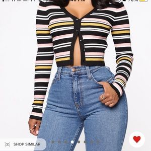 Fashion Nova striped sweater top with buttons